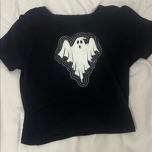 Hot Topic Black Tee with Ghost Design